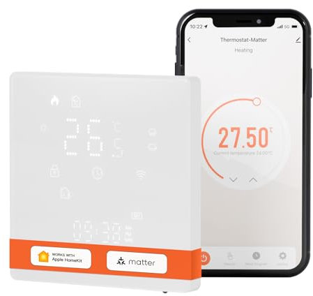 MOES Smart Matter Termostato per riscaldamento a pavimento, acqua, termostato per ambiente, riscaldamento a pavimento, Wi-Fi, programmabile, compatibile con Apple Home, SmartThings, Alexa, Google