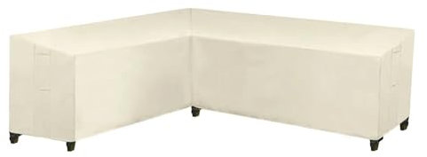 Housse Table De Jardin Housse de canapé d'angle Beige en forme de L, imperméable, for meubles d'extérieur, housse de protection contre la poussière, en forme de V, for canapé, Table et chaise Housse S