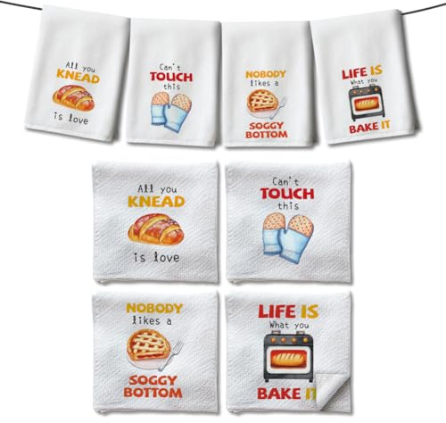 WADORN 4 Stile Brot Kochen Küchentücher Lustige Mikrowellenhandschuhe Geschirrtücher Saugfähige Mikrofaser Baumhaus Handtücher Geschirrtücher Zum Kochen Backen Grillen In Der Küche 60x40cm