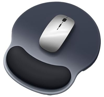 LKIUJIND Tapis de souris avec repose-poignet en mousse à mémoire de forme - Base en caoutchouc antidérapant - Ergonomique et confortable - Support de poignet (bleu/noir)
