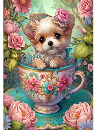 TWYYDP 1500 Piece Jigsaw Puzzles for Adults Teacup Dog Wooden Puzzles Casual Games
