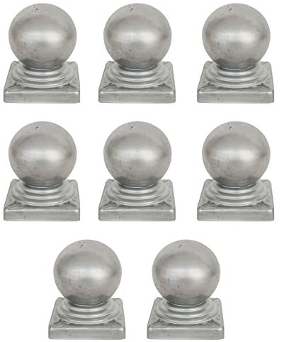 Galvanised Garden Decking Fence Post Caps with 8 x Sphere Finials 50x50mm Square Fence Ball Post Cap Finial