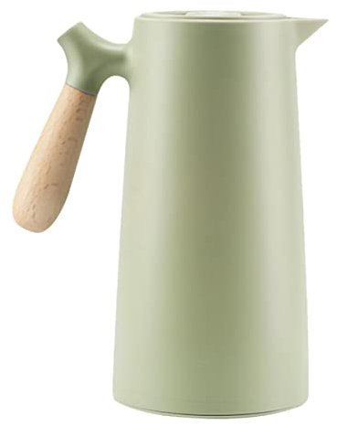 Alipis Isolierter Thermoskessel 1l Wasserkessel Auslaufsicher mit Holzgriff Vakuum Wasserkanne für Zuhause und Outdoor Langlebige Isolierflasche für Kaffee und Tee