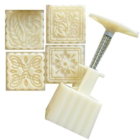 Square Flower Moon Cakes Press Molds Cookie Stamp Chinese MidAutumn Moon Cakes Maker Decorating Tool for Making Cookie
