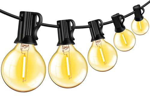 LED Lichterkette Außen, 15M/50FT 25+1 G40 Glühbirne Lichterkette Birnen Wasserdichte Innen Outdoor Lichterketten für Garten, Party, Terrasse, Hochzeiten, Zimmer, 2200K Warmweiß