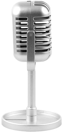 Faux Microphone – Accessoire de Microphone rétro Vintage avec Support | Modèle de Antique pour fête, Jeu de rôle, Performance sur scène et décoration de Table, Faux Microphone nostalgique pour