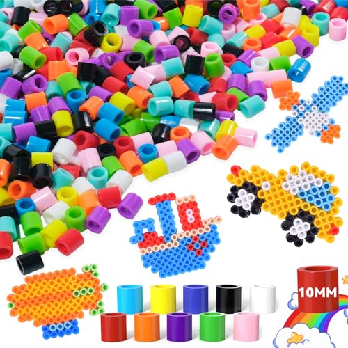 ALYLDSGS Grandi perline da stirare da 10 mm a 1500 pezzi XL per bambini dai 3 anni in su, set di ricarica per fai da te (10 colori colorati)