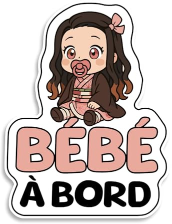 Bratiki Bébé à Bord Voiture, Sticker Bébé Résistant aux UV et Waterproof, Facile à Appliquer, Multicouleur, Vinyle, Cartoon, Bébé Démone, Pour Voiture et Pare-chocs
