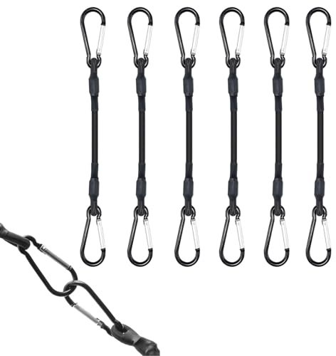 WLHFDC 6 Stück Spanngummi mit Karabiner,Expander mit Karabinerhaken 30cm,Starker Gepäckspanner Schwarz,Gummispanner mit Haken,Spanngurte mit Haken Gummibänder für Sonnensegel,Garten,Fahrrad,Auto