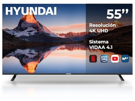Hyundai Smart TV LED 55 Hyundai HTV5500UV 4k Ultra HD DVBT2-S2 F Negro VIDAA 4.1 Mando con Acceso Directo a Apps Modo