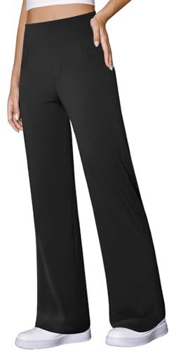 COPYLEAF Women's Wide Leg Yoga Pants with Pocket Dress Work Sweatpants | Wide Leg,2 Practical Pockets,High Waisted,Soft and Stretch Fabric,Casual and Daily