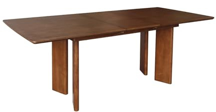 sweeek - Table à Manger rectangulaire Extensible Bois d'hévéa et placage chêne Noyer 6-8 Places 170-210cm - Albane