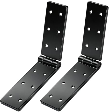 2 Pcs Charniere Porte Lourde, Charnières pour Portes Pliantes, Charnières Pliantes Noires, Connecteurs de Charnieres de Porte pour Jardin, Boîtes en Bois, Armoires, Meubles