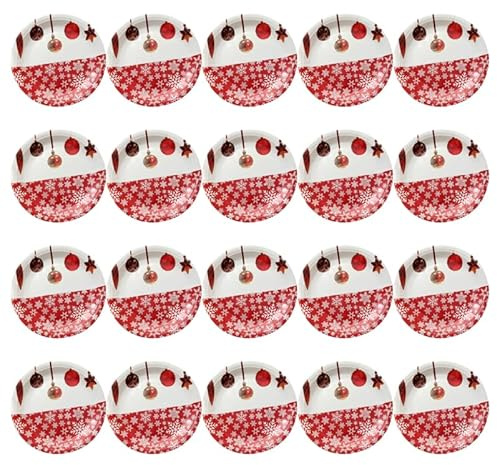 TOGEVAL Platos De Papel De Navidad 18 Pulgadas 20 Piezas Con Copos De Nieve Para DecoracióN De Mesa De Postre Fiesta Y Celebraciones Navideñas