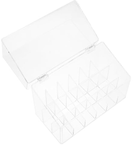 WEKADRIN Organizador Transparente de Pintalabios con Tapa Caja de Almacenamiento para Gloss y Maquillaje Estuche Compacto para Barras Ahorro de Espacio para Tocador