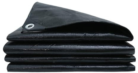 Bâche imperméable pour jardin, construction et bois, résistante aux UV et double face, robuste verte, utilisable également comme tapis de sol, noir, 200 x 400 cm