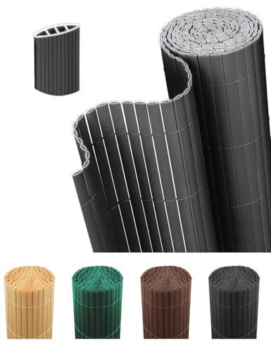 paramondo PVC Sichtschutzmatte Dreifache Verstärkung, 120x300cm Anthrazit | Privatsphäre Balkon Sichtschutz Zaun für Garten Terrasse, Sichtschutzzaun Windschutz Wetterfest mit Strukturierte Oberfläche