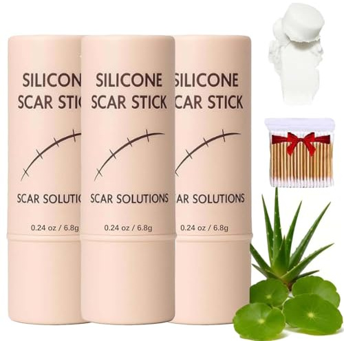 3 pezzi Stick In Silicone Per Cicatrici,Con Centella Asiatica E Vitamina E, Per Viso E Corpo, Idratanti E Leviganti, Leggeri E Facili Da Applicare, Delicati Su Tutti I Tipi Di Pelle.