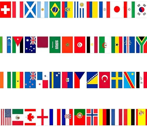 Banderines de 2026 Fútbol de Copa Mundial, Banderas de Mundo 48 Países, Artículos para Aficionados al Fútbol del Mundial 2026, para Fiestas de Fútbol, Bares (14 * 21CM)