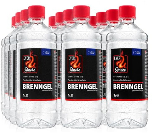 Eversmoke Premium Brenngel, Dickflüssig, Ethanol-Basis, 12 STK | Sicherheits-Brenngel, für Tischkamin, Dekofeuer, Lampe & Stövchen, Made in Europe