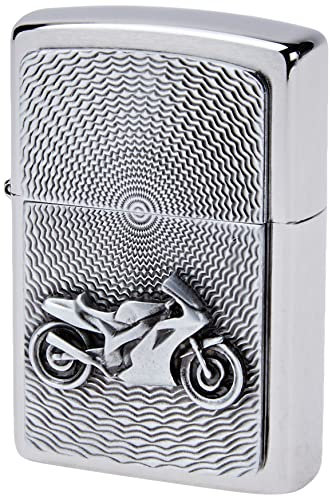 Zippo Briquet tempête – Moto – Chrome brossé – Emblématique – Rechargeable – Réutilisable – Design Coupe-Vent – Boîte Cadeau – Fabriqué aux États-Unis