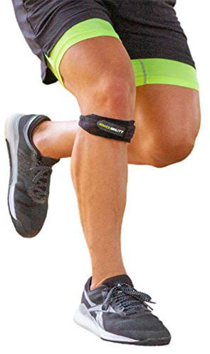 BraceAbility Correa de rodilla ajustable | Banda de tendón de rótula para corredores y saltadores rodilla, Osgood Schlatters, condromalacia, alivio del dolor, baloncesto, senderismo, fútbol (pequeño)