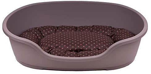 adena Hundekorb 110 x 74 cm Taupe + Kissen Tupfen braun