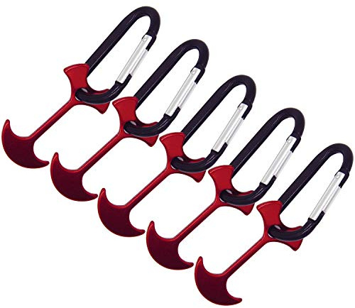 AVESON Pack of 5 Aluminum Alloy Anchor Shape Deck Plank Board Tent Stakes Wind Rope Hook Cord Buckle Tent Pegs with Carabiners for Outdoor Camping Hiking, 2.6 Long