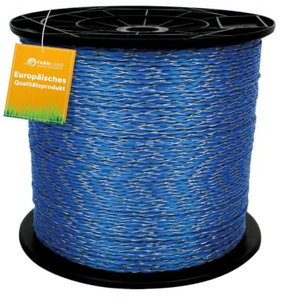 Farmland Herkules Power Weidezaunlitze - 1000 Meter Weidezaun Band mit 0,33 Ohm/m - Robuste Weidelitze BF Turbocord - Weidezaun Litze für alle Tierarten