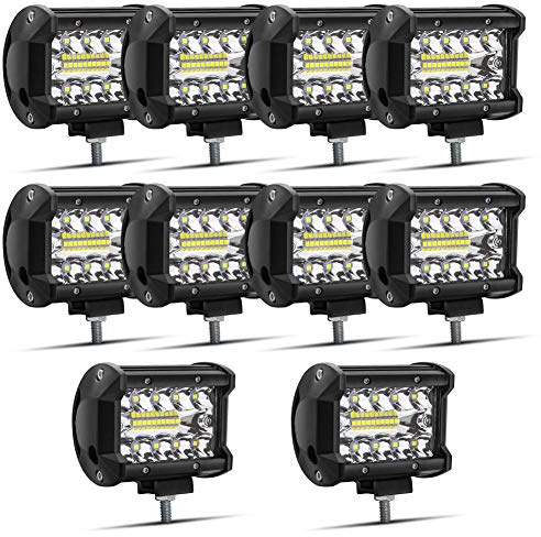 Safego Faro da Lavoro, 4 60W Faretto Faro LED 4800LM Spot Luci da Lavoro a LED Proiettore Fendinebbia Luci Off Road Impermeabile IP67 per Trattori Auto SUV ATV Camion Barca Spotlight 12V 24V, 10PCS