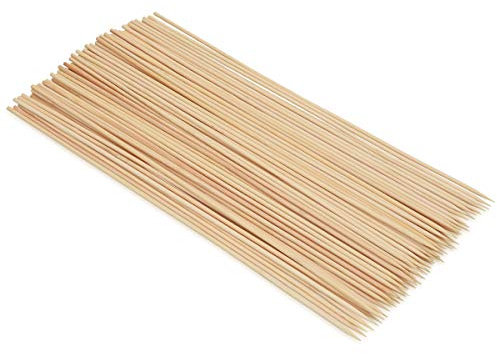 Navaris 100x Bamboo Skewer Sticks - Long Wooden Bamboo Skewers for Kebab, Grill, BBQ, Fruit, Chocolate Fountain, Toasting Marshmallows - 30 cm