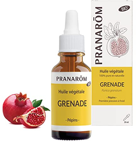 Pranarôm Huile Végétale Grenade Bio 30 ml | Régénérante et apaisante cutanée, riche en antioxydants. Protège des agressions extérieures.