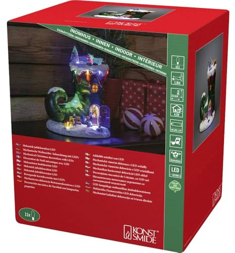 Konstsmide LED Weihnachtsstiefel, mit Musik, Trafo- und batteriebetrieben, Multi, 4.5V Innentrafo/batteriebetrieben, Innen, 11 MulticolourDioden, schwarzes Kabel - 4227-000