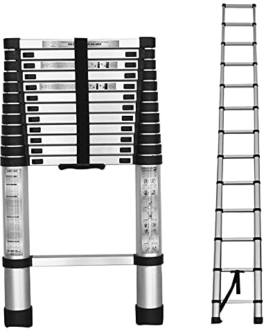 14.5FT Telescoping Ladder, Lightweight Collapsible, Aluminum Retractable Ladder, Telescopic Compact Ladders for Home, 330LB Capacity