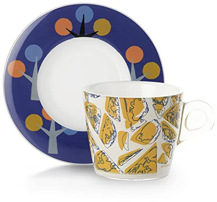 OMADA Design, Set 2 Tazze Cappuccino, Tè, in Plastica Infrangibile con 2 Piattini, Linea Plexart