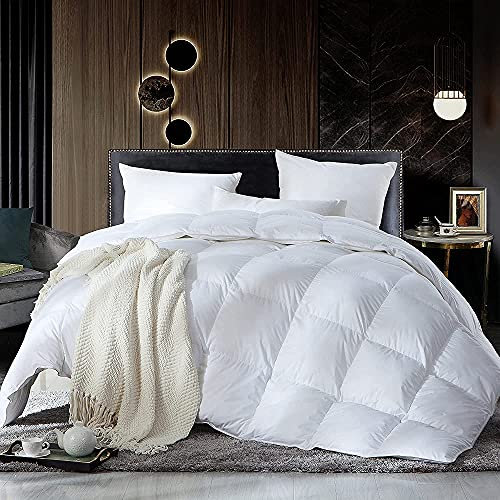 Softland Couette en Duvet 240x260 cm Blanc 2600g, 70% Duvet et 30% Plumes, 100% Coton, 2 Personnes, Testé contre les Substances Nocives, Plumaison à Vif Strictement Exclue