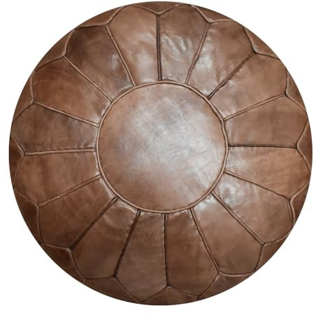 See the Good XL Echtleder Pouf - Handgefertigt - gefüllt geliefert - Ottoman Sitzsack Fußhocker Puff (Schokolade)