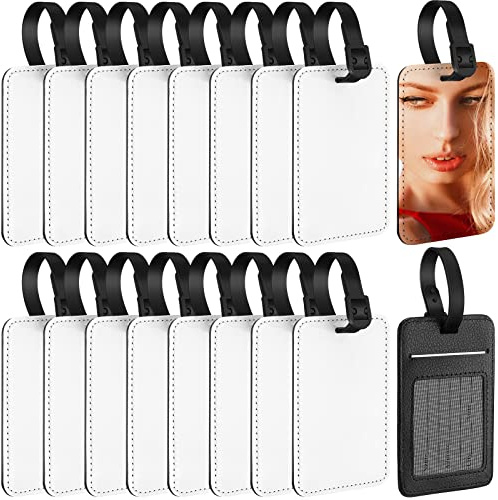 Frienda 16 Pieces Sublimation Luggage Tags Bulk for Suitcase PU Leather