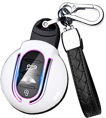HIBEYO Smart Autoschlüssel Hülle passt für Mini Schutzhülle für Mini F54 F55 F56 F57 F60 Cooper Clubman Cabrio abdeckungSchlüsselhülle Fernbedienung Schlüsselbox-Weiß