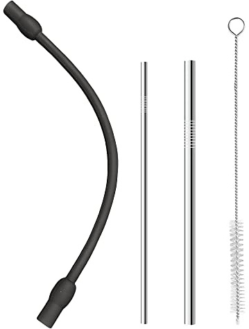 Milchschlauch 2 Edelstahles Milchrohr mit Reinigungsbürste Zubehör Set kompatibel mit Siemens EQ6 Bosch VeroAroma Kaffeevollautomaten