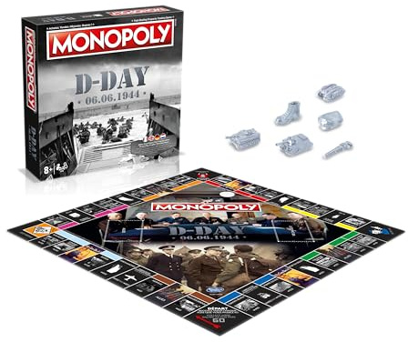 Winning Moves Monopol D-Day - Brädspel - Brädspel - Quadrilingue - 4 språk - Engelska - Franska - Tyska - Nederländska - Åldrar 8+ | 2 till 6 spelare - Fransk version