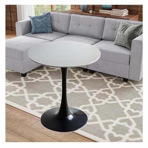JHAISMAO Tulpe Rund Modern Esstisch Granitplatte Mit Metallsockel Für Küche Und Esszimmer Couchtisch Freizeit-Endtisch(Size:80cm,Color:Grau)