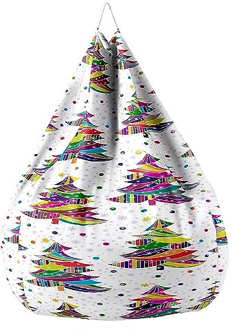 Highdi Sitzsack Kinder mit Ohne Füllung - Xmas Sitzsack Spielzeug Aufbewahrung,Sitzsack Stuhl Abdeckung Plüschtier Aufbewahrung Bequeme Bodenliege (L:90x110cm,Weihnachtsbaum)