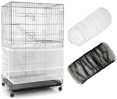 MenYiYDS 2 Pcs Vogelkäfigabdeckung, Vogelkäfigschürze, Vogelkäfignetz, Nylon-Netz-Vogelkäfigabdeckung - Erweiterbar, für Vögel mit belüftetem staubdichtem Papagei Verstellbarer Umfang 88-166 cm