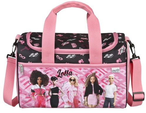 Kleine Sporttasche Barbie Kinder - Personalisiert mit Name - Reisetasche Kindertasche Mädchen rosa