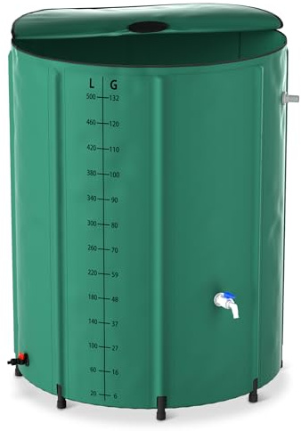 VA-Cerulean Serbatoio dell'acqua piovana pieghevole da 500 l, per acqua piovana, senza rubinetto (verde, 132 galloni)