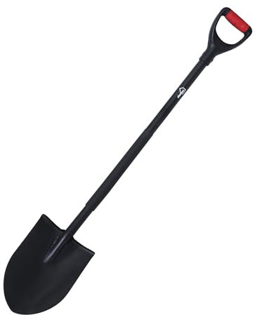 siwitec Gartenspaten rund SG-220 aus Stahl für weiche, steinarme Böden | ergonomischer Spaten | Länge: 118 cm | Schwarz | Garten | Schaufel | Gärtnerspaten