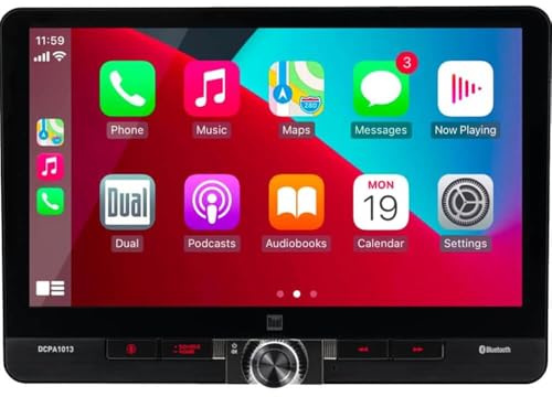 Dual Electronics Dual DCPA1013 1-DIN 10.1 Apple CarPlay Android Auto Digital Multimedia Receiver