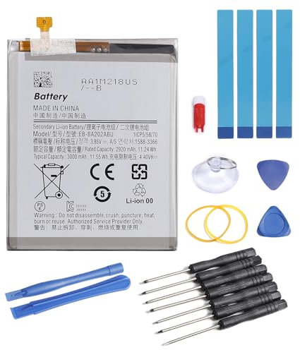 SHAWOROCE Akku Batterien EB-BA202ABU Kompatibel mit Samsung Handy Telefon Galaxy A10e A20e A102U A102W A202F A202F/DS Mobile Smartphone Li-ion Batterie GH82-20188A 3000mAh 3,85V mit Reparatur Toolkit