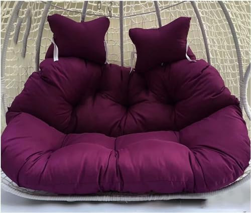 RUYICZB Doppel Hängesessel Ei Stuhl Kissen, Hängende Hängematte Stuhl Sitzkissen Ersatz, Verdickt 2 Personen Wicker Swing Stuhl Für Outdoor-Garten, Wasserdicht Und Flauschig,Lila